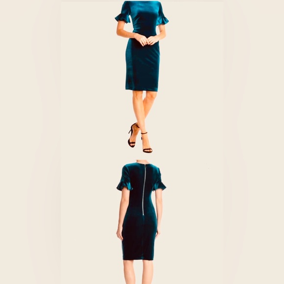 Calvin Klein Women’s Blue Velvet Short Sleeves Midi Party Dress. Size 4. SKU 262 - Picture 11 of 11